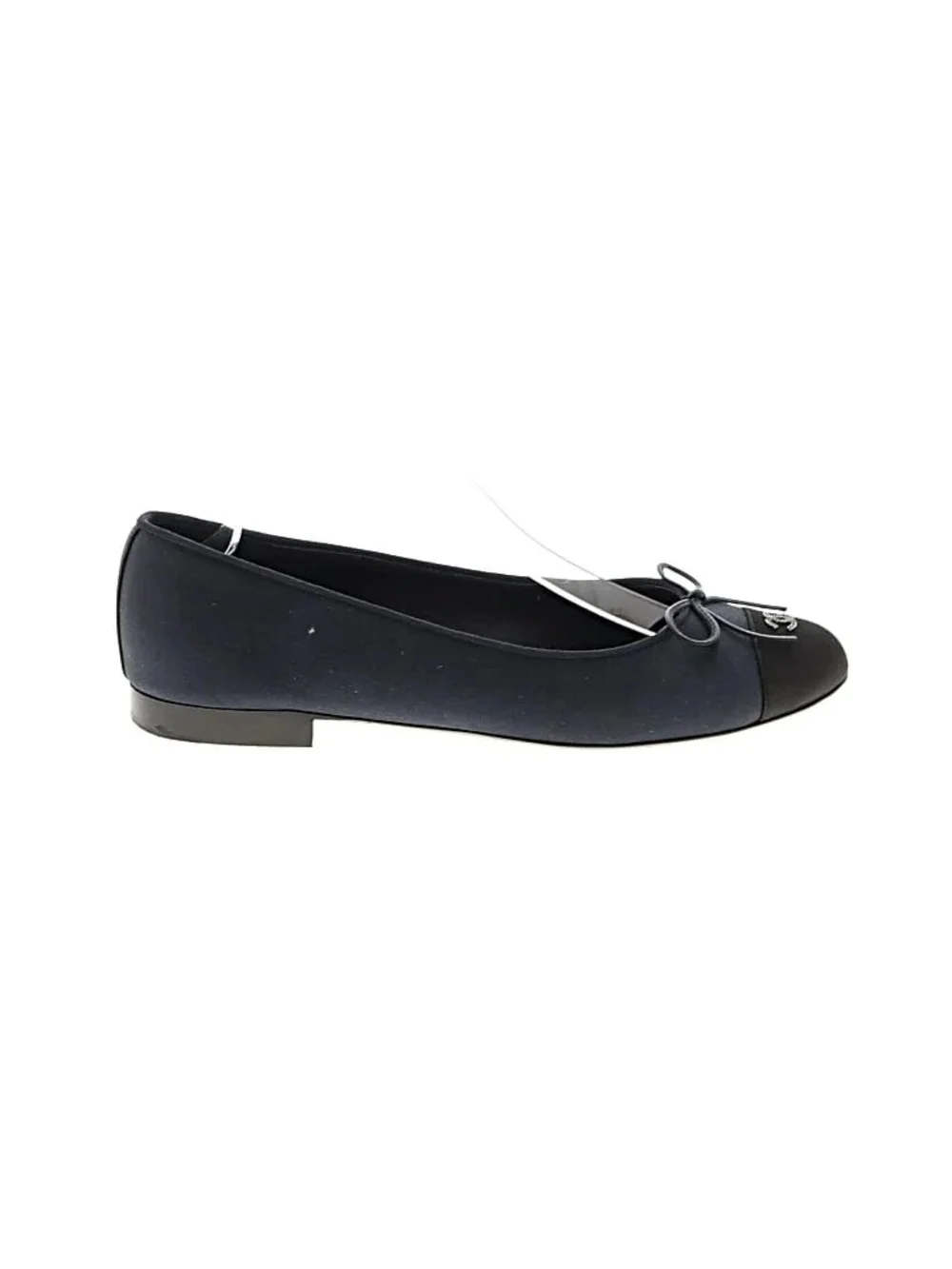 CHANEL Black Bow Ballet Flats with CC Emblem